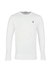 U.S. Polo Assn Longsleeve Langarmshirt mit Rundhalsausschnitt Weiß/Creme/Rot
