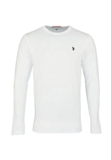 U.S. Polo Assn Longsleeve Langarmshirt mit Rundhalsausschnitt Weiß/Creme/Rot
