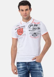 Cipo & Baxx Poloshirt Weiß/Creme/Rot/Braun