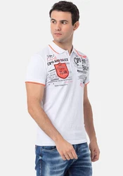 Cipo & Baxx Poloshirt Weiß/Creme/Rot/Braun