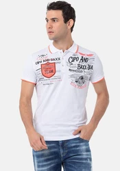 Cipo & Baxx Poloshirt Weiß/Creme/Rot/Braun