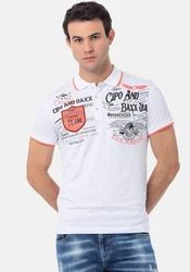 Cipo & Baxx Poloshirt Weiß/Creme/Rot/Braun