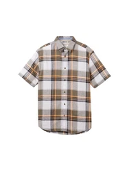 TOM TAILOR Kurzarmshirt Hemd Rot/Braun/Beige