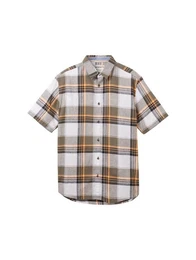 Kurzarmhemd checked cotton linen