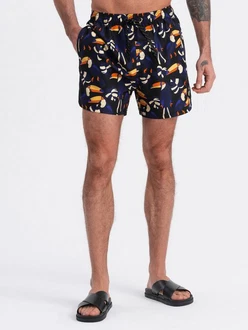OMBRE Badeshorts für Männer Print Orange/Gelb/Rot/Dunkelblau