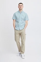 Blend Kurzarmhemd Shirt Khaki/Hellblau/Beige