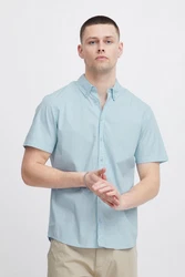 Blend Kurzarmhemd Shirt Khaki/Hellblau/Beige