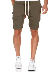 Amaci&Sons Herren Shorts Bermuda Sweatshorts Jogginghose 8004 Khaki/Dunkelgrün