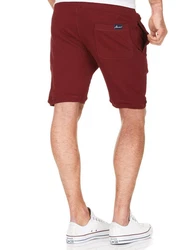 Amaci&Sons Herren Shorts Bermuda Sweatshorts Jogginghose 8004 Dunkelrot/Rot/Bordeaux