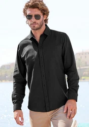 John Devin Langarmhemd Regular Fit Kentkragen Schwarz