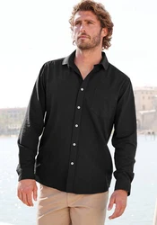 John Devin Langarmhemd Regular Fit Kentkragen Schwarz