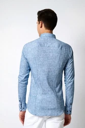 Desoto Langarmhemd Kent Hellblau/Blau