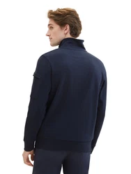 TOM TAILOR Sweatshirt Kapuzenpullover Sweatjacke mit Stehkragen Dunkelblau/Hellblau