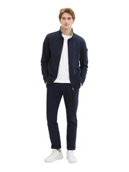 TOM TAILOR Sweatshirt Kapuzenpullover Sweatjacke mit Stehkragen Dunkelblau/Hellblau