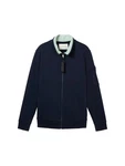 TOM TAILOR Sweatshirt Kapuzenpullover Sweatjacke mit Stehkragen Dunkelblau/Hellblau