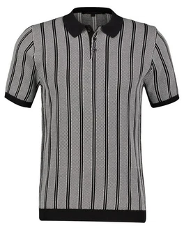 Drykorn Poloshirt Strickpolo TRITON 10 Regular Fit Kurzarm Schwarz/Grau/Dunkelrot/Dunkelgrau