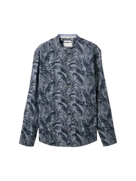 Langarmhemd Hemd mit Palmenprint mit Manschetten