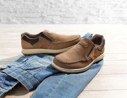 Rieker Slipper Mokassin Loafer Komfortschuh Khaki/Braun/Beige
