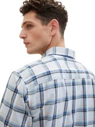 TOM TAILOR Kurzarmhemd Poloshirt Blau/Hellblau/Grau