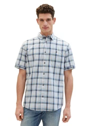 TOM TAILOR Kurzarmhemd Poloshirt Blau/Hellblau/Grau