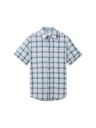TOM TAILOR Kurzarmhemd Poloshirt Blau/Hellblau/Grau