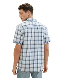 TOM TAILOR Kurzarmhemd Poloshirt Blau/Hellblau/Grau