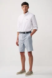 Next Chinoshorts Oxford-Shorts mit Gürtel Blau/Grau/Hellblau