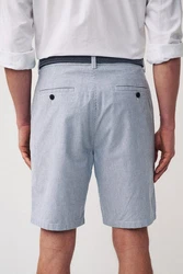 Next Chinoshorts Oxford-Shorts mit Gürtel Blau/Grau/Hellblau