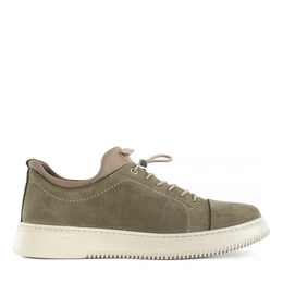 Celal Gltekin 550-4719 Sneaker Stilvolles grnes Nubukleder mit elastischem Verschluss.