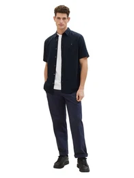 Kurzarmhemd Kurzarm Hemd mit Leinen Regular Freizeit Kent Kragen Design Shirt 7362 in Blau