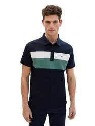 TOM TAILOR Poloshirt nachtblau/smaragd/weiß