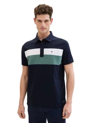 TOM TAILOR Poloshirt nachtblau/smaragd/weiß