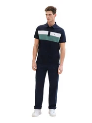 TOM TAILOR Poloshirt nachtblau/smaragd/weiß