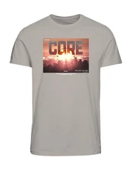 Jack & Jones T-Shirt JCOPHOTO TEE SS CREW NECK Grau/Braun