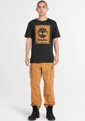 Timberland T-Shirt STACK LOGO Kurzarm Tee Beige/Schwarz/Braun