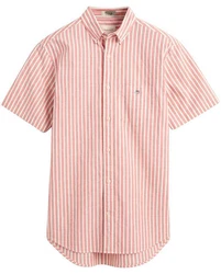 Gant Kurzarmhemd Streifenhemd Rosa/Rot