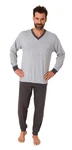 Normann Pyjama Herren langarm Schlafanzug Grau/Hellgrau