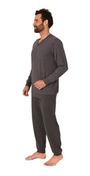 Normann Pyjama Herren langarm Schlafanzug Dunkelgrau/Grau/Hellgrau/Khaki/Braun