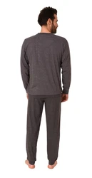 Normann Pyjama Herren langarm Schlafanzug Dunkelgrau/Grau/Hellgrau/Khaki/Braun