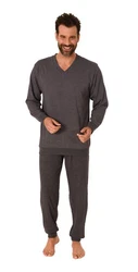 Normann Pyjama Herren langarm Schlafanzug Dunkelgrau/Grau/Hellgrau/Khaki/Braun