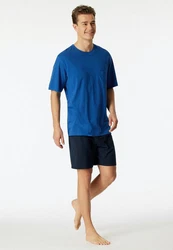 Schiesser Shorty Comfort Fit Set Dunkelblau/Blau