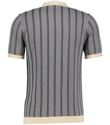 Drykorn Poloshirt Strickpolo TRITON 10 Regular Fit Kurzarm Grau/Hellblau/Blau/Dunkelblau