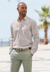John Devin Langarmhemd Regular Fit Kentkragen Weiß/Khaki/Beige/Grau/Braun/Lila