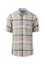 FYNCH-HATTON Karohemd mit Logoprägung Hellblau/Mischfarben/Beige