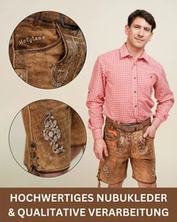 HOFGLANZ Trachtenlederhose Shorts grau/braun