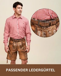 HOFGLANZ Trachtenlederhose Shorts grau/braun