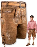 HOFGLANZ Trachtenlederhose Shorts grau/braun