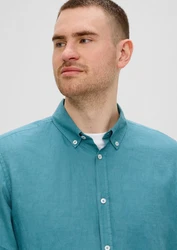 s.Oliver Kurzarmhemd mit Button-Down-Kragen Türkis/Hellblau/Blau/Grün