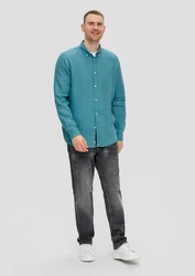 s.Oliver Kurzarmhemd mit Button-Down-Kragen Türkis/Hellblau/Blau/Grün
