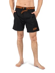 DENIMFY Badeshorts DFNeo Regular Fit Grau/Orange/Schwarz